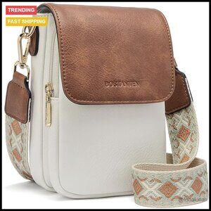 Small Crossbody Bag Faux Leather Adjustable Strap Multi-Pocket Phone Purse